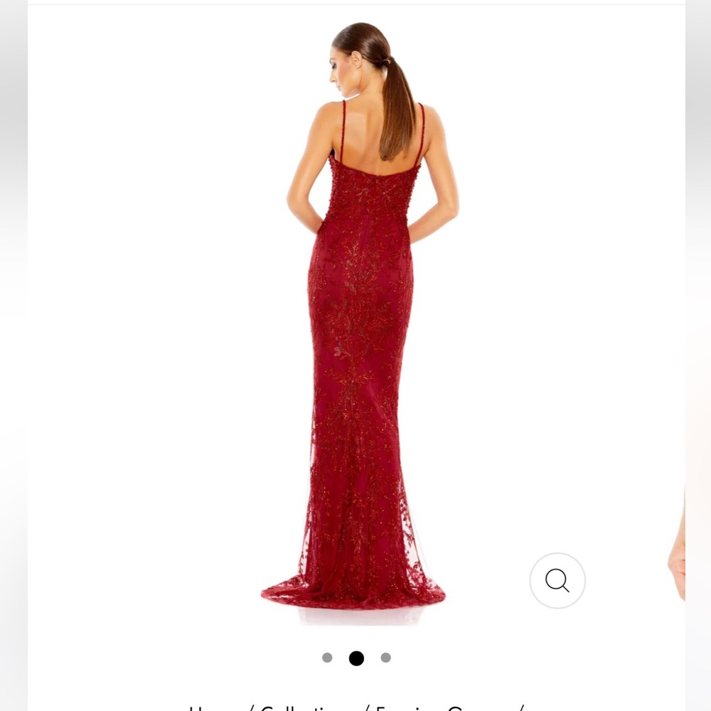 NWOT   MacDuggal EMBELLISHED PLUNGE NECK ILLUSION MERMAID GOWN